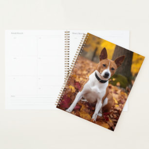 Basenji in Autumn Leaves Fall Inspire Planner