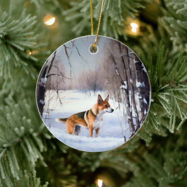 Basenji Let It Snow Christmas  Ceramic Ornament (Tree)