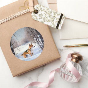 Basenji Let It Snow Christmas  Classic Round Sticker