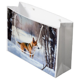 Basenji Let It Snow Christmas Large Gift Bag