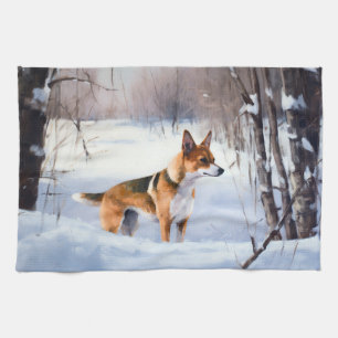 Basenji Let It Snow Christmas  Tea Towel