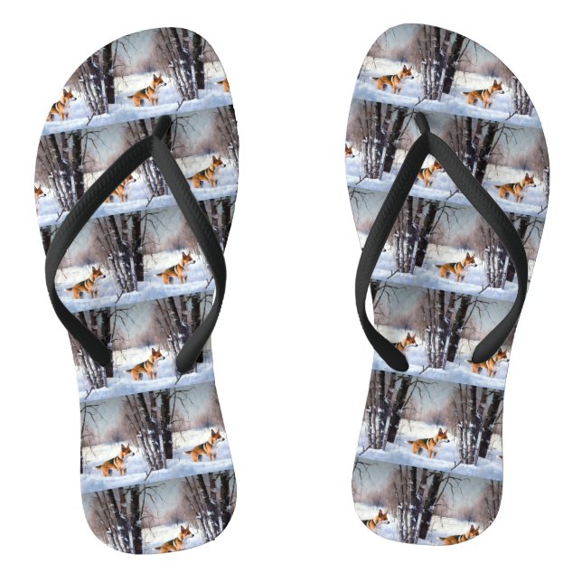 Basenji Let It Snow Christmas  Thongs (Footbed)