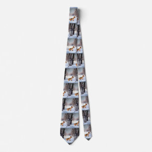 Basenji Let It Snow Christmas Tie