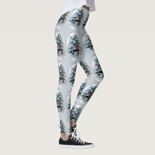 Basenji Merry Christma Leggings (Right)