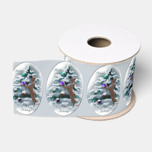 Basenji Merry Christmas Grosgrain Ribbon