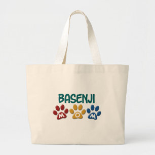 BASENJI MOM Paw Print Large Tote Bag