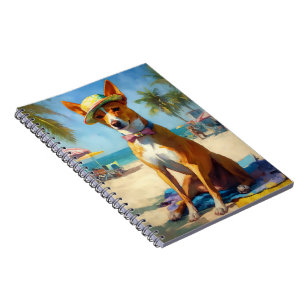 Basenji  on Beach, summer gift for dog lovers  Notebook