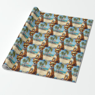 Basenji on Beach, summer gift for dog lovers Wrapping Paper
