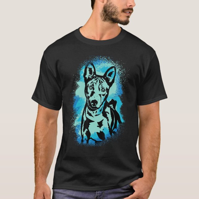 Basenji Paint Blue Design Dog Mom Dad T-Shirt (Front)