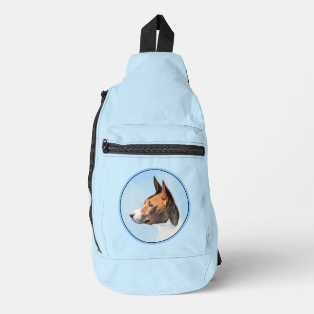 Basenji Painting Chestnut Red Brindle Cute Dog Art Sling Bag (Front)