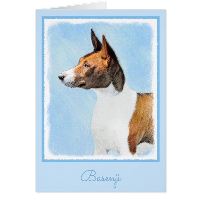 Basenji Painting - Cute Original Art (Front)