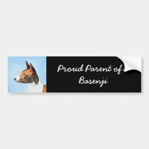 Basenji Painting - Cute Original Art Bumper Sticker