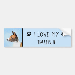 Basenji Painting - Cute Original Art Bumper Sticker