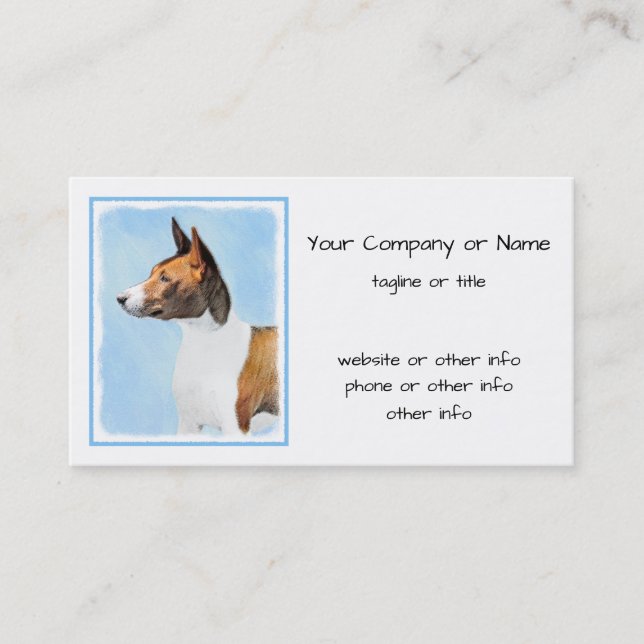 Basenji Painting - Cute Original Art Business Card (Front)