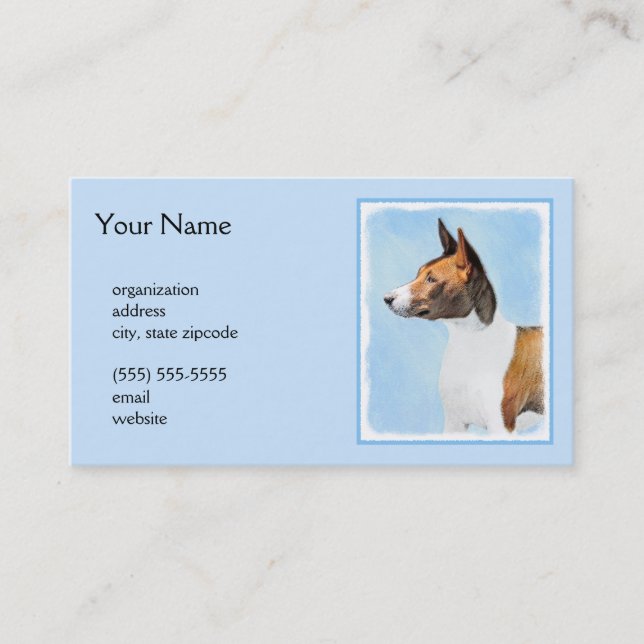 Basenji Painting - Cute Original Art Business Card (Front)