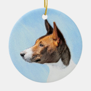 Basenji Painting - Cute Original Art Ceramic Tree Decoration