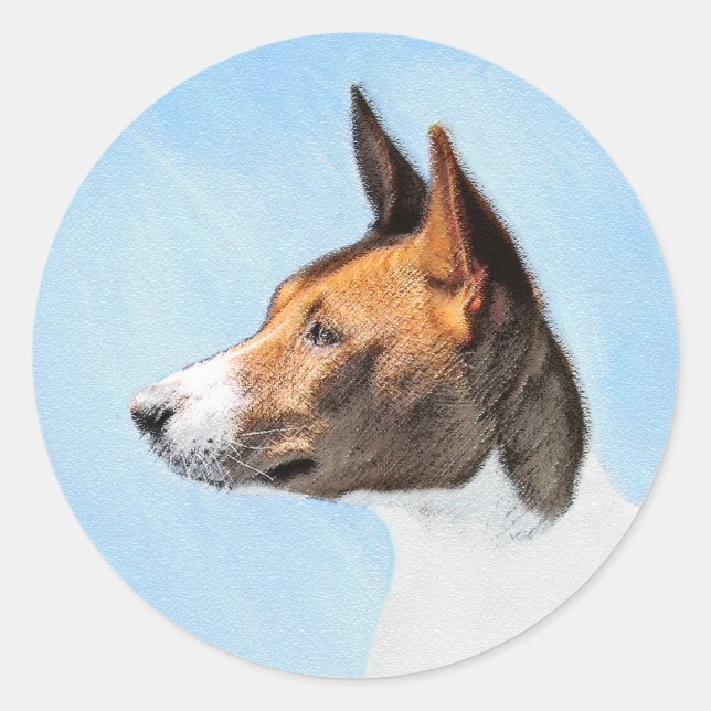 Basenji Painting - Cute Original Art Classic Round Sticker (Front)