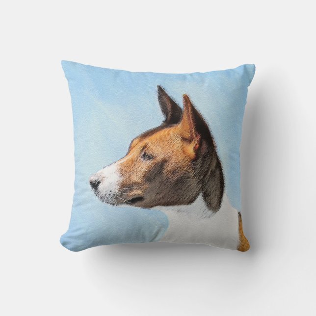 Basenji Painting - Cute Original Art Cushion (Front)