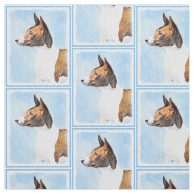 Basenji Painting - Cute Original Art Fabric (Swatch)