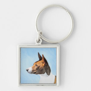 Basenji Painting - Cute Original Art Key Ring