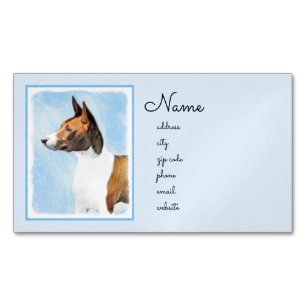Basenji Painting - Cute Original Art Magnetic Business Card