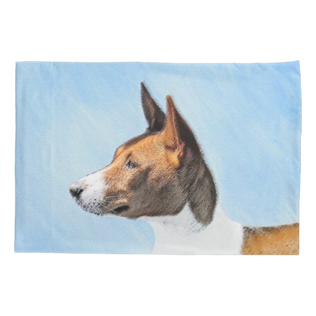 Basenji Painting - Cute Original Art Pillowcase (Back)