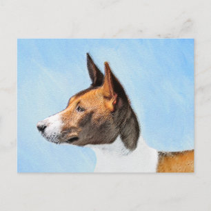 Basenji Painting - Cute Original Art Postcard
