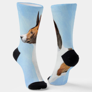 Basenji Painting - Cute Original Art Socks