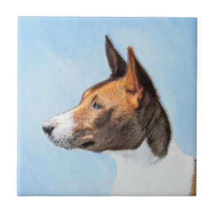 Basenji Painting - Cute Original Dog Art Ceramic Tile