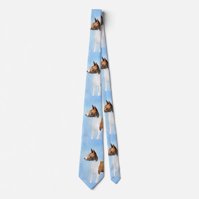 Basenji Painting - Cute Original Dog Art Tie (Front)