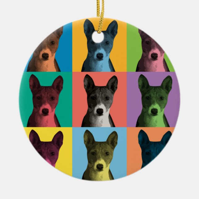 Basenji Pop-Art Ornament (Front)