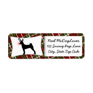 Basenji Reindeer Christmas Return Address Label