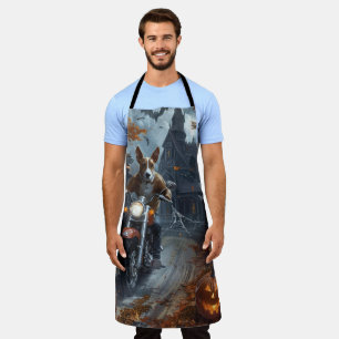 Basenji Riding Motorcycle Halloween Scary Apron