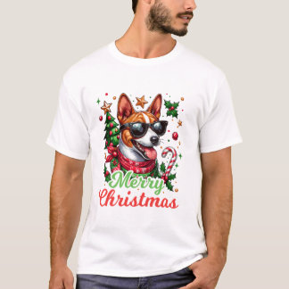 Basenji Santa Hat Cheerful T-Shirt