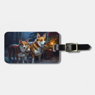Basenji Snowy Sleigh Christmas Decor Luggage Tag