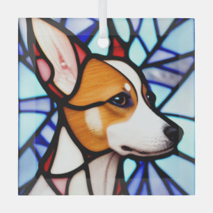 Basenji "Stained Glass" Glass Tree Decoration