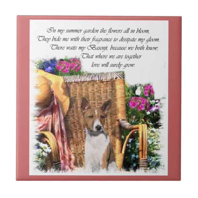Basenji Summer Garden Art Ceramic Tile (Front)