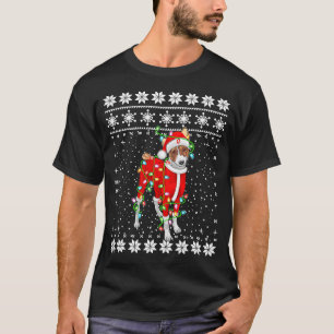 Basenji Ugly Xmas Sweater Lights Santa Hat Christ