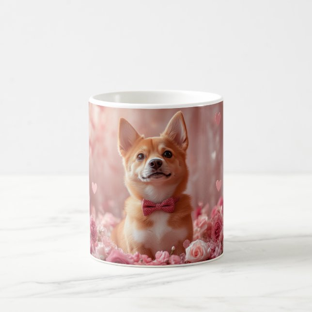 Basenji with Roses - Valentine's Day Coffee Mug (Center)