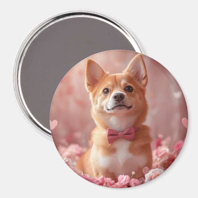 Basenji with Roses - Valentine's Day Magnet (Front/Back)