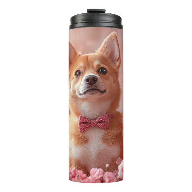 Basenji with Roses - Valentine's Day Thermal Tumbler (Front)