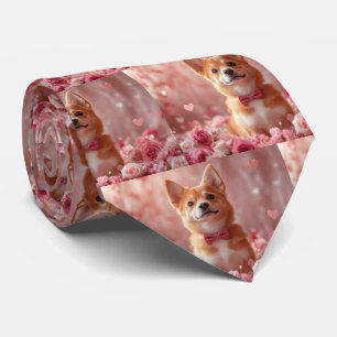 Basenji with Roses - Valentine's Day Tie