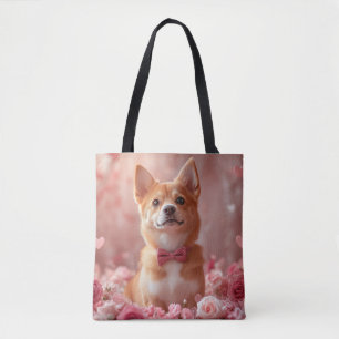 Basenji with Roses - Valentine's Day Tote Bag