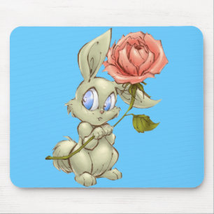Bashful Bunny and Rose Mousepad