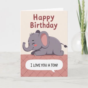 Bashful Elephant Birthday Card