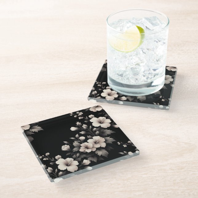Bashful Hibiscus Glass Coaster (Angled)