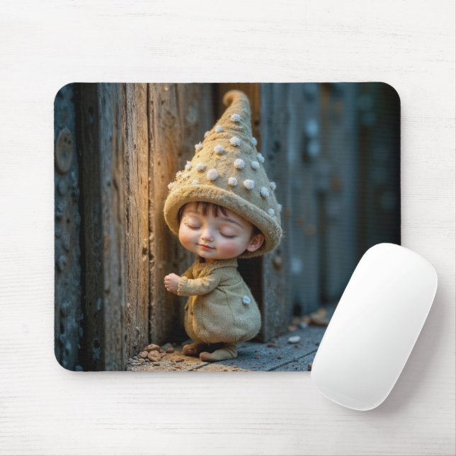 Bashful Munchkin Standing By a Door Mouse Pad (With Mouse)
