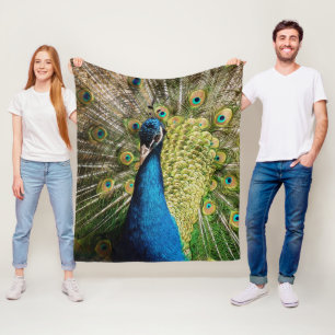 Bashful Peacock Fleece Blanket