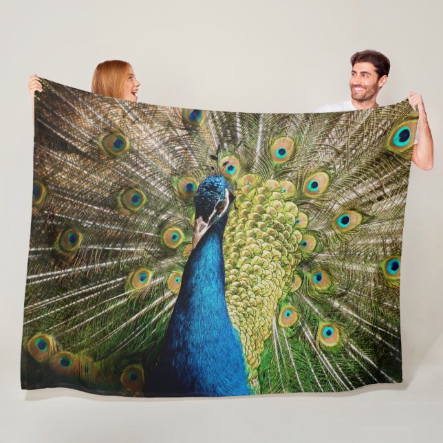 Bashful Peacock Fleece Blanket (In Situ)