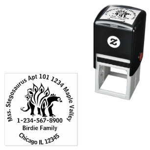 Bashful Stegosaurus Easy Contact Information  Self-inking Stamp